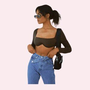 NWT Princess Polly Becca Long Sleeve Crop Top Size 2